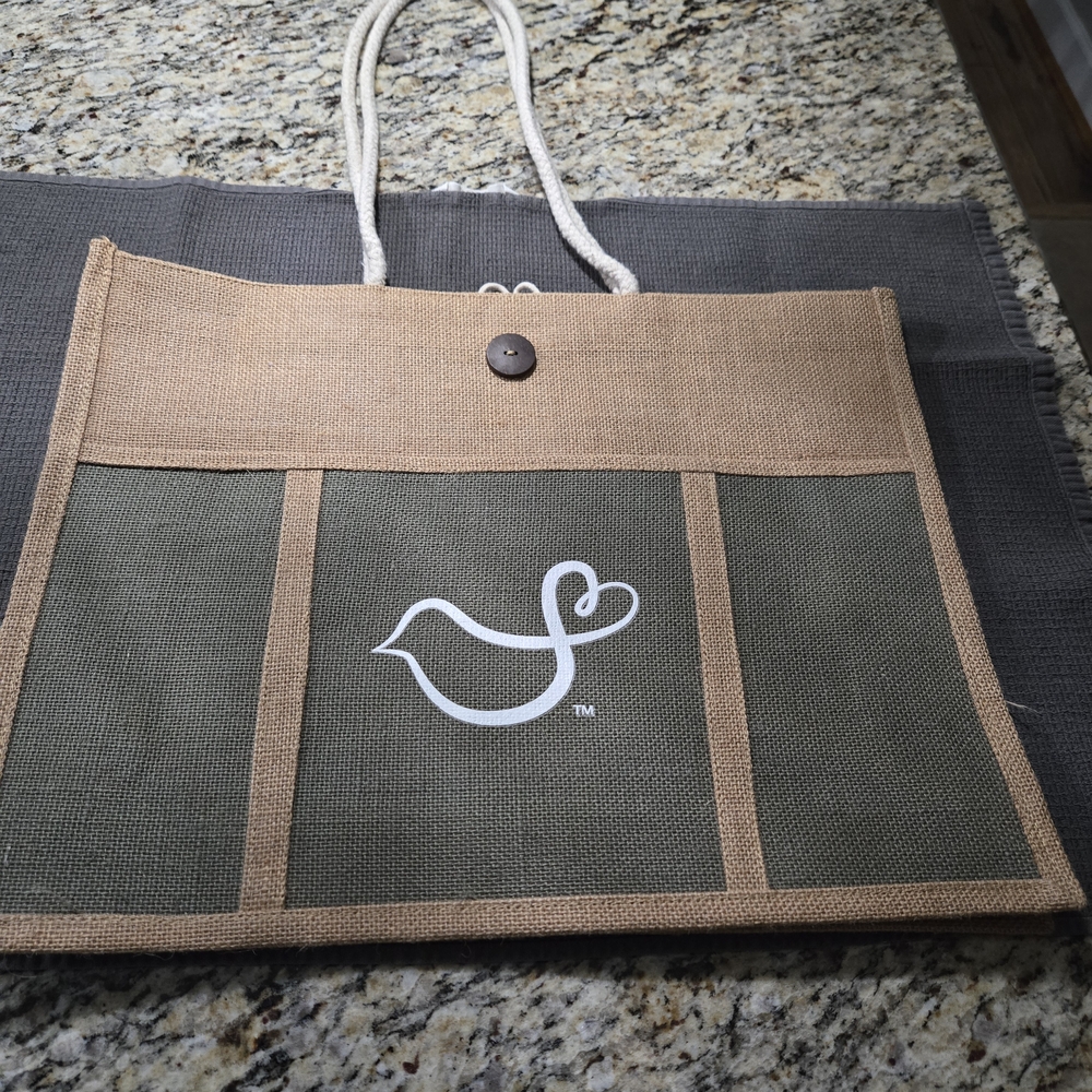 Eco-Friendly Tan and Green Tote Bag